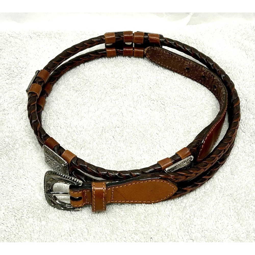 Fossil Women's 29"-32" Brown Leather Braided Belt (A2)